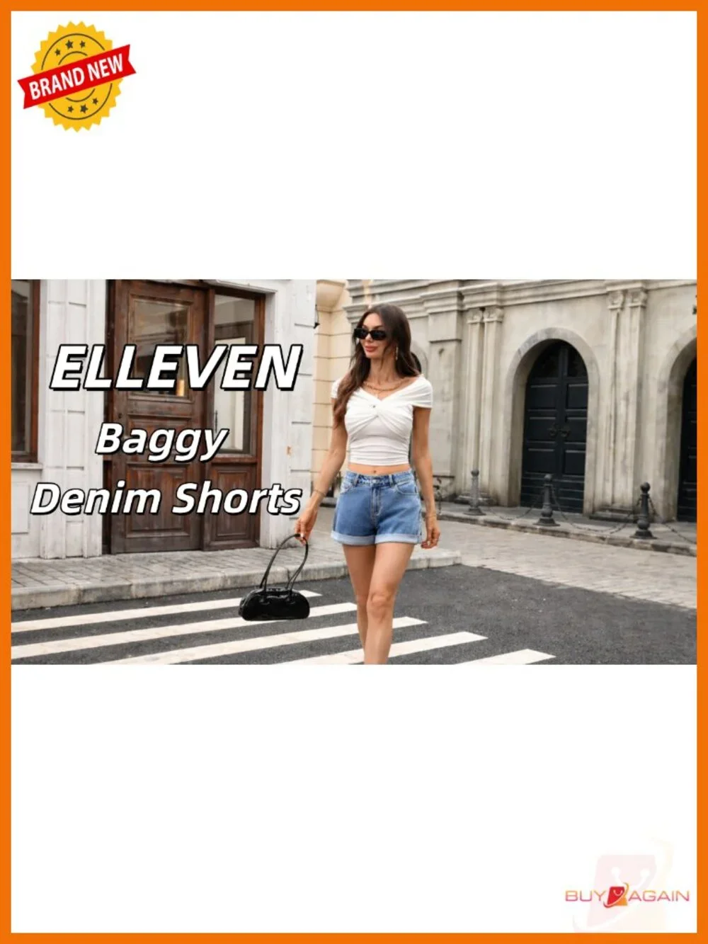 Low Rise Baggy Denim Shorts Stretchy Cuffed Hem Casual Summer Jorts